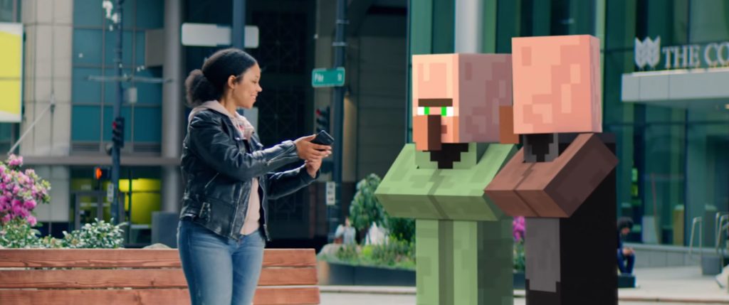 La version AR de Minecraft nous demandera-t-elle de chasser des villageois et autres cochons ?  // Source : Youtube/Microsoft