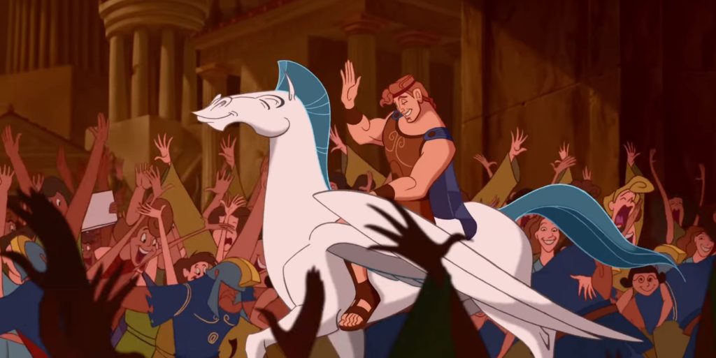 Hercule chevauchant la source d'inspiration d'Asus. // Source : Youtube/Disney FR