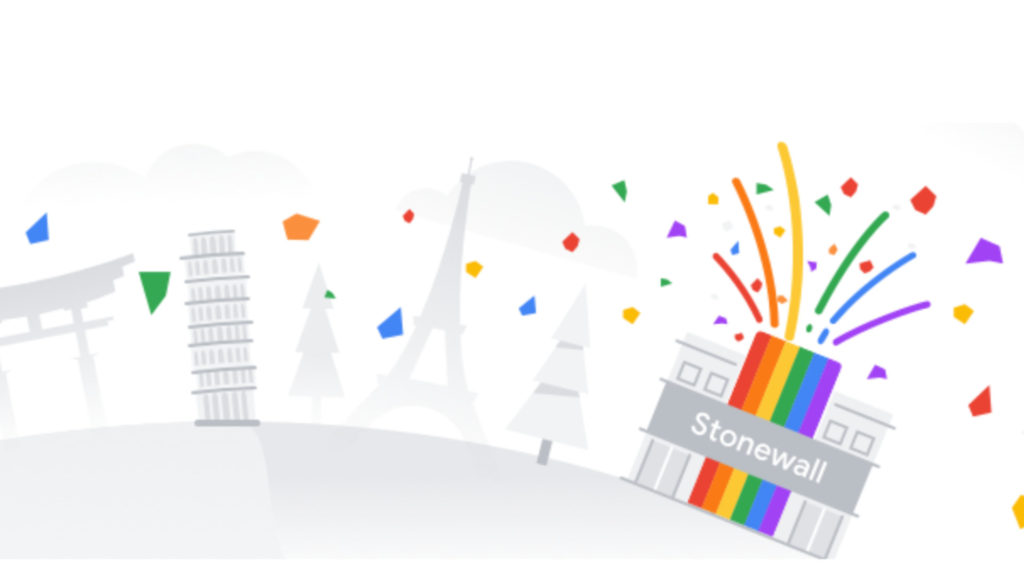 Un bout de la bannière pro-LGBT+ de Google Un bout de la bannière pro-LGBT+ de Google