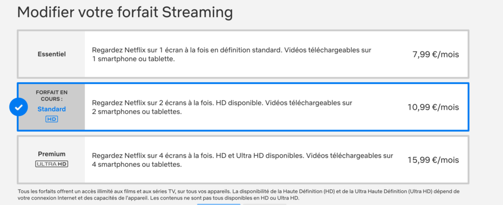 Capture du 20 juin des tarifs Netflix pour un abonnement 2 écrans // Source : Netflix/Numerama Capture du 20 juin des tarifs Netflix pour un abonnement 2 écrans // Source : Netflix/Numerama