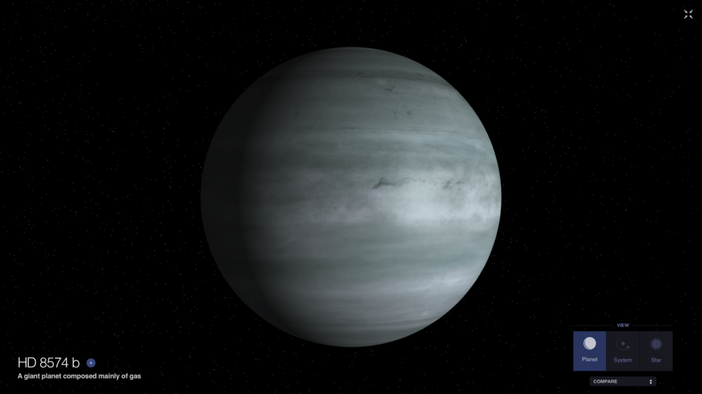 L'exoplanète HD 8574 b. // Source : Capture d'écran Exoplanet Exploration, Nasa