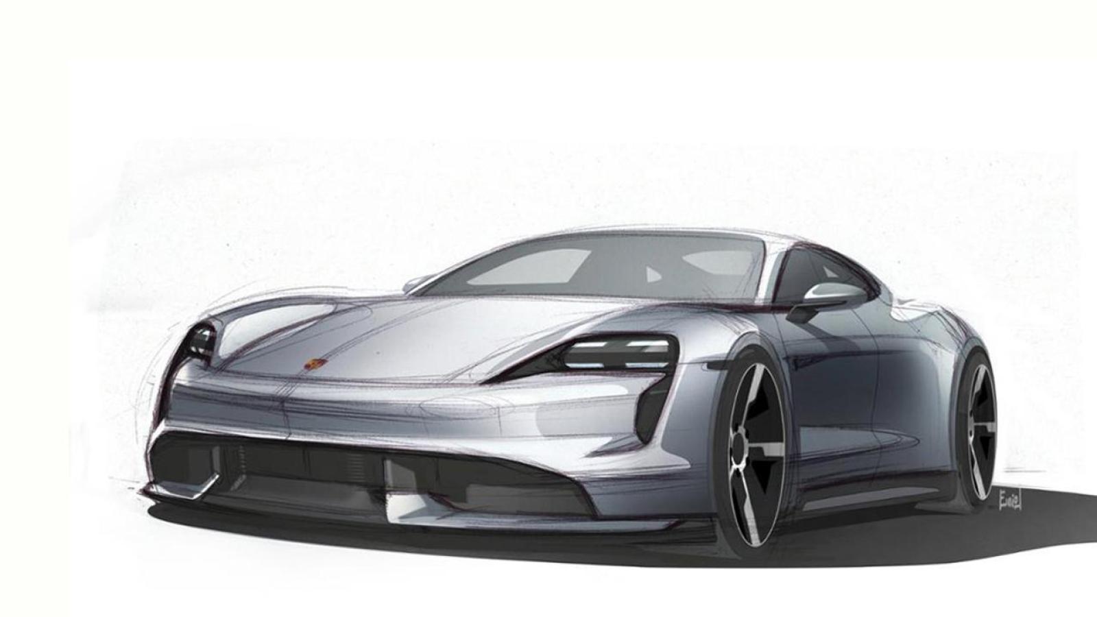 Porsche suggère le design final de sa Taycan électrique avec des croquis - Numerama