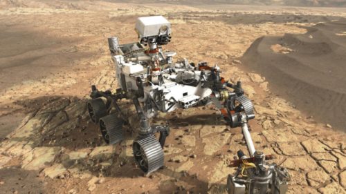 Le rover Mars 2020. // Source : Wikimedia/CC/NASA/JPL-Caltech (photo recadrée)