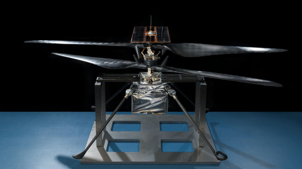 L'hélicoptère de la Nasa photographié en février dernier. // Source : NASA/JPL-Caltech (photo recadrée)