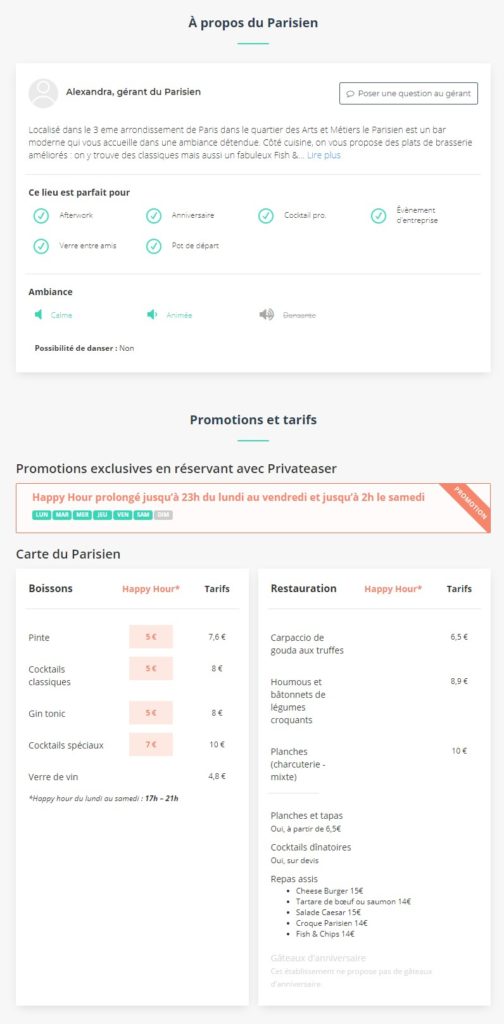 Privateaser propose des happy hours prolongées avec certains bars. Privateaser propose des happy hours prolongées avec certains bars.