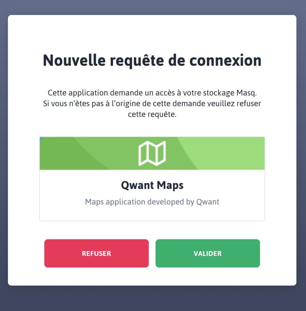 Demande d'accès de Maps à Masq. Demande d'accès de Maps à Masq.