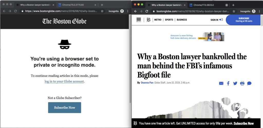 Avant / après pour The Boston Globe.