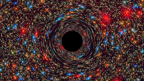 Un trou noir supermassif au centre d'une galaxie. // Source : Wikimedia/CC/NASA Goddard Space Flight Center (photo recadrée)