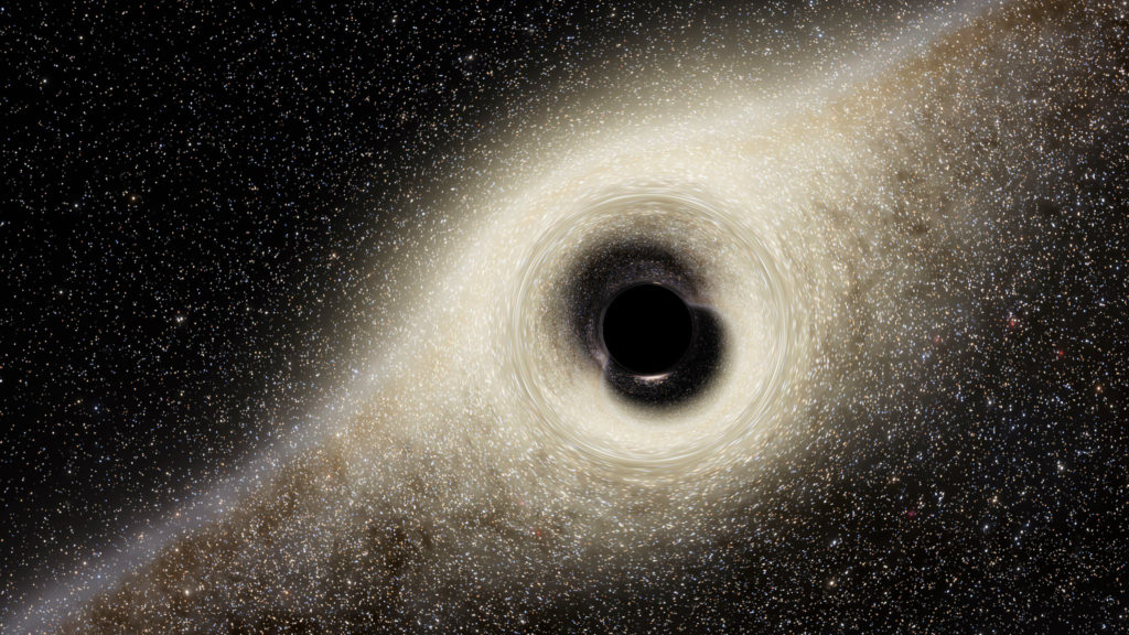 Une représentation d'un trou noir. // Source : Flickr/CC/Joeph (photo recadrée)