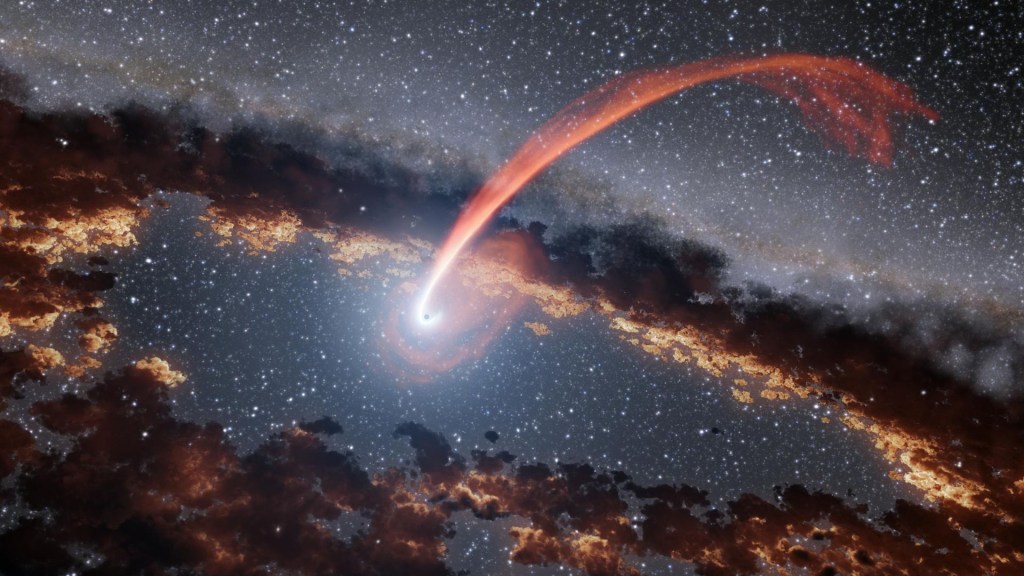 Une étoile dévorée par un trou noir. // Source : NASA/JPL-Caltech (photo recadrée)