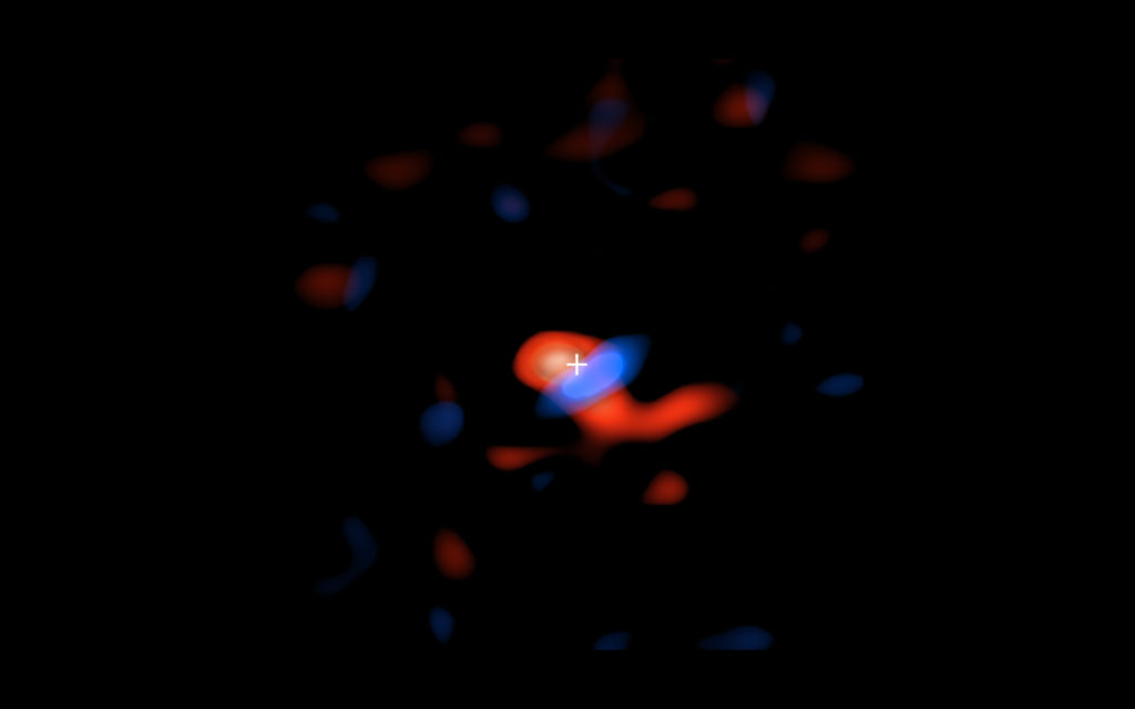 Le disque de gaz froid découvert. // Source : ALMA (ESO/NAOJ/NRAO), E.M. Murchikova; NRAO/AUI/NSF, S. Dagnello