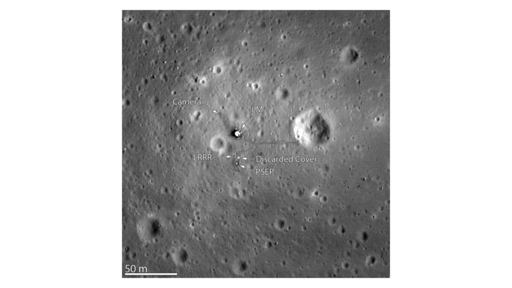 Le site d'Apollo 11 photographié par LRO. // Source : NASA Goddard/Arizona State University