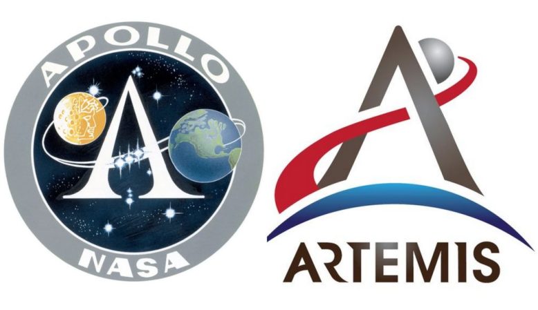 De nombreux éléments du logo du programme Artémis font écho à celui d'Apollo. // Source : Nasa
