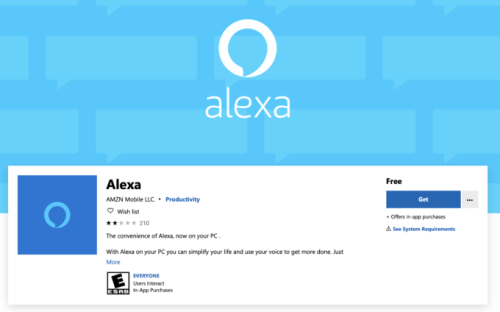 Alexa sur Windows  // Source : Microsoft