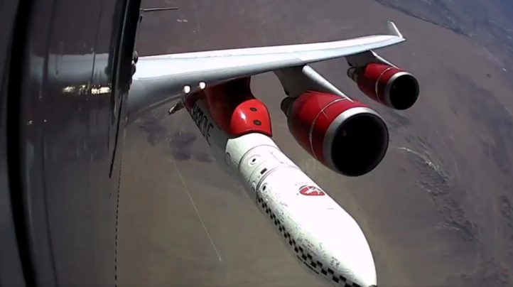 Image du lancement de LauncherOne dans une vidéo embarquée. // Source : Capture vidéo Twitter / @Virgin_Orbit