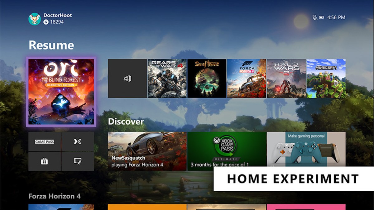 Interface Xbox 2019 // Source : Microsoft