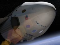 Une représentation d'artiste de la capsule Dragon de SpaceX. // Source : Flickr/CC/Official SpaceX Photos (photo recadrée)