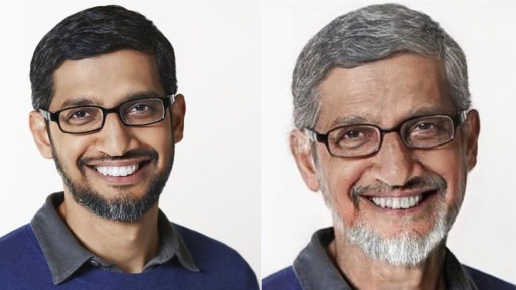 Sundar Pichai, le CEO de Google, blanchi par l'application. // Source : Montage Numerama
