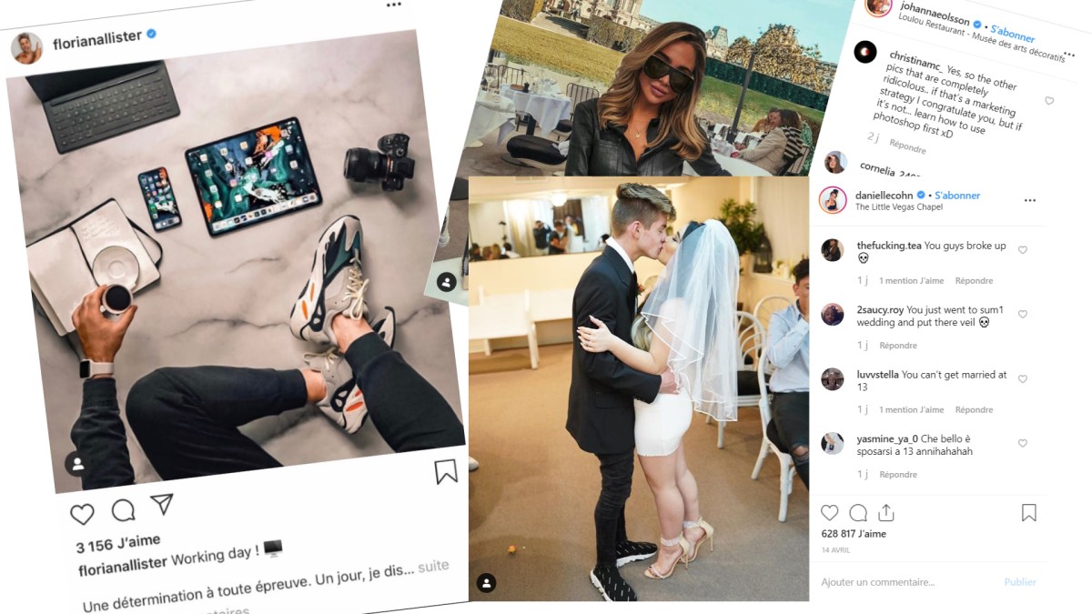 Les faux sur Instagram sont plus ou moins risqués. // Source : Captures d'écran Instagram
