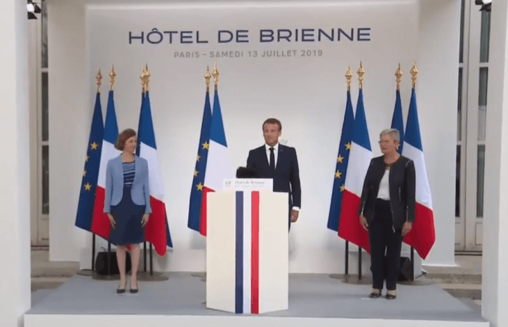 Emmanuel Macron a annoncé la création d'un Commandement de l'espace lors d'un discours à l'hôtel de Brienne, pour les célébrations du 14 juillet 2019. // Source : Capture Twitter / @Elysee