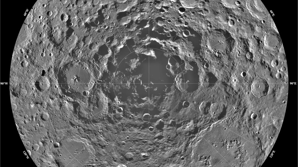 Le rôle sud de la Lune. // Source : Wikimedia/CC/NASA/JPL-Caltech (photo recadrée)