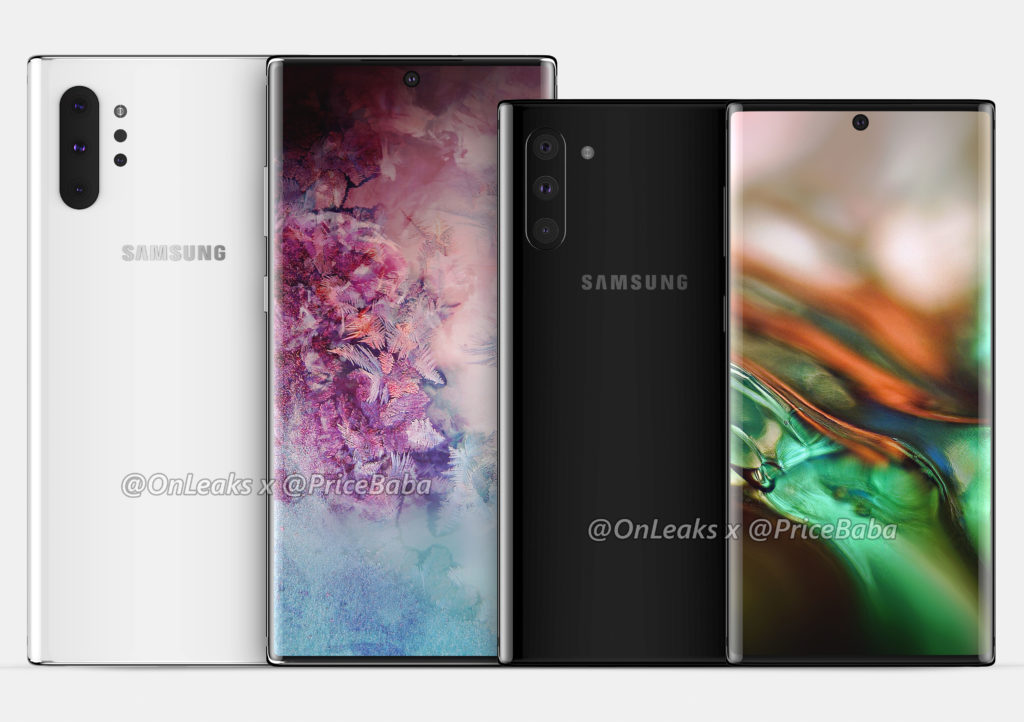 Rendu Galaxy Note 10 et Galaxy Note 10 Pro // Source : Pricebaba