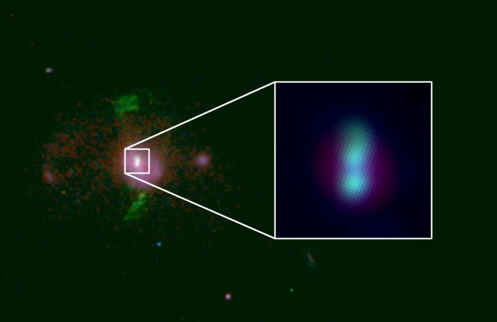 Le duo de trous noirs au cœur de cette galaxie. // Source : A.D. Goulding et al./Astrophysical Journal Letters 2019