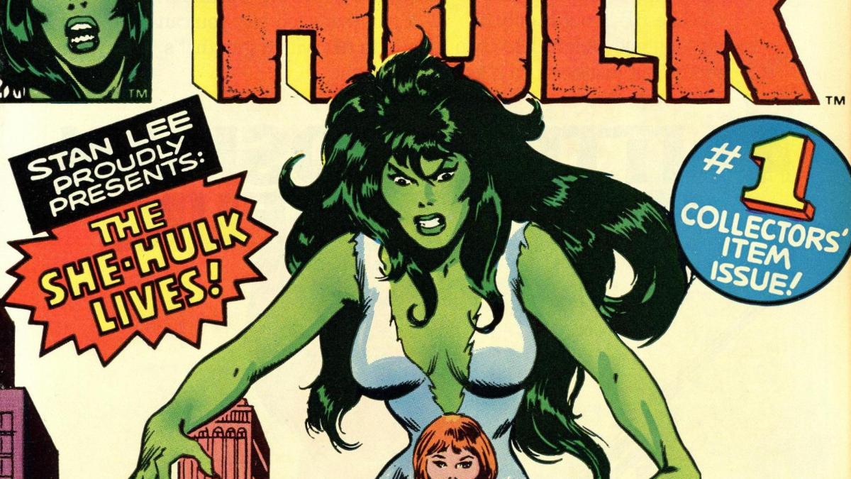 Capture du premier comic She-Hulk // Source : Wikimedia Commons Fair Use /  Art by John Buscema.