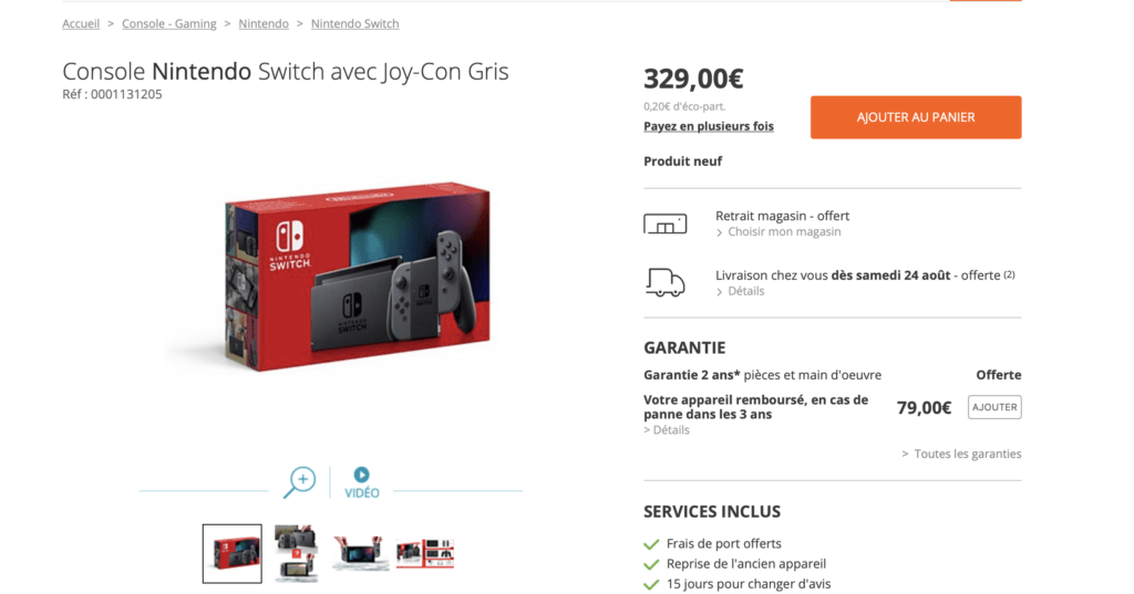 Nouvelle Nintendo Switch sur Boulanger // Source : Boulanger