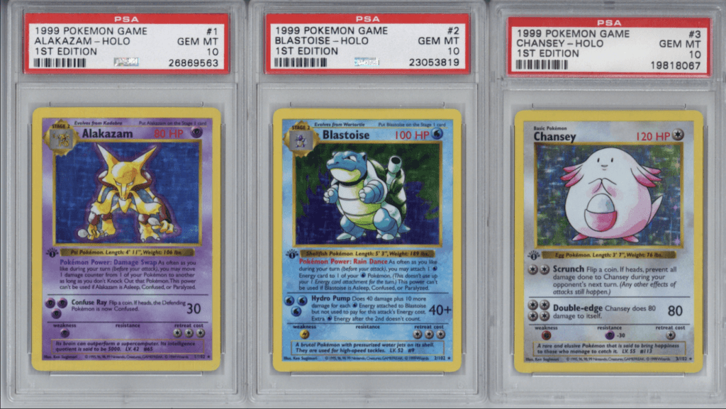 Cette collection comporte des cartes Pokémon rares, en bon état, dans leur première édition. // Source : GoldinAuctions