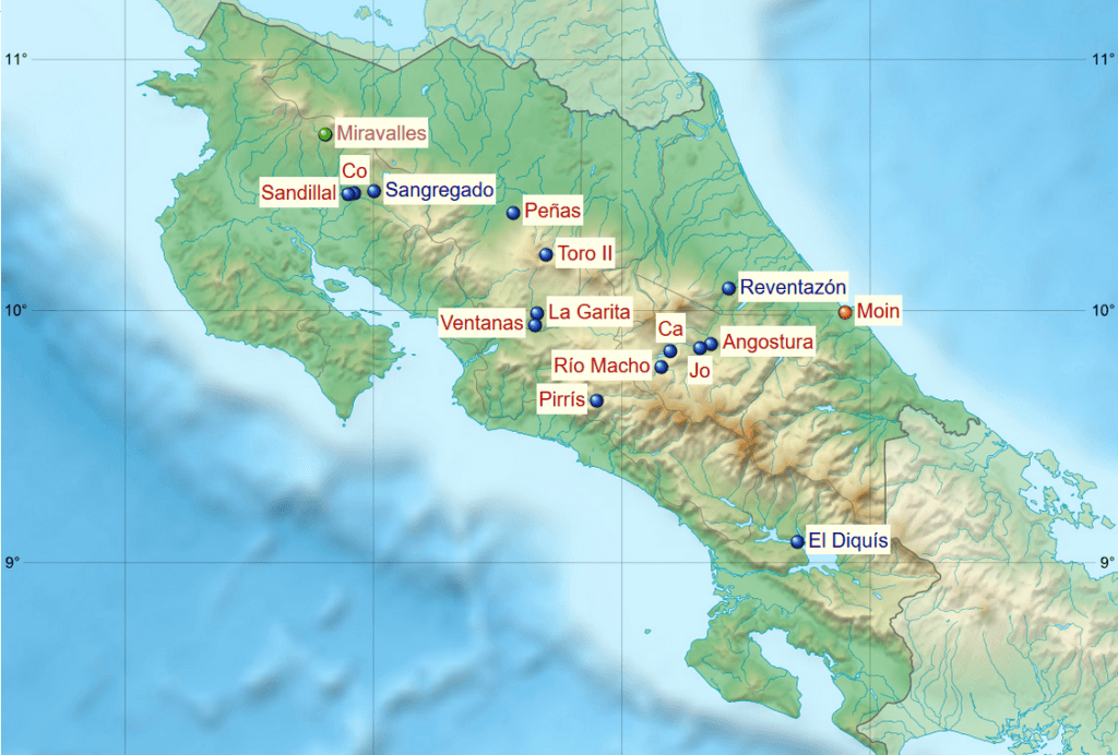 Carte des principaux barrages hydroélectriques du pays.