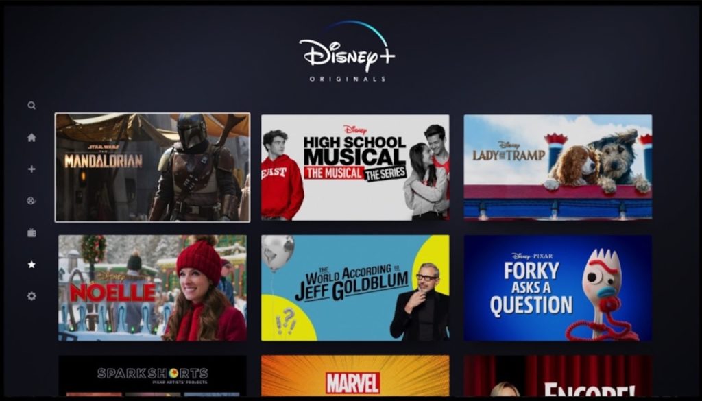 Un aperçu de l'interface de Disney+ // Source : Disney+