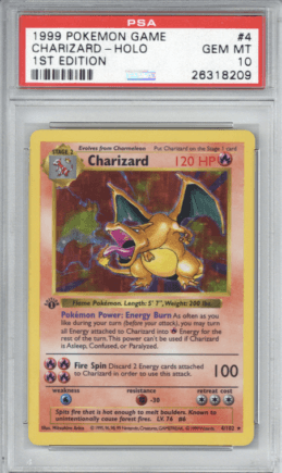 Carte Pokémon Dracaufeu (Charizard en anglais) très rare. // Source : GoldinAuction