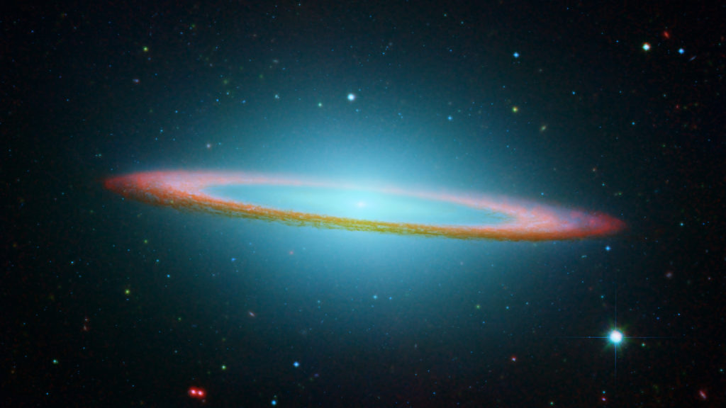 La galaxie Messier 104, observée par Hubble. // Source : Wikimedia/CC/NASA/JPL-Caltech and The Hubble Heritage Team (STScI/AURA), photo recadrée