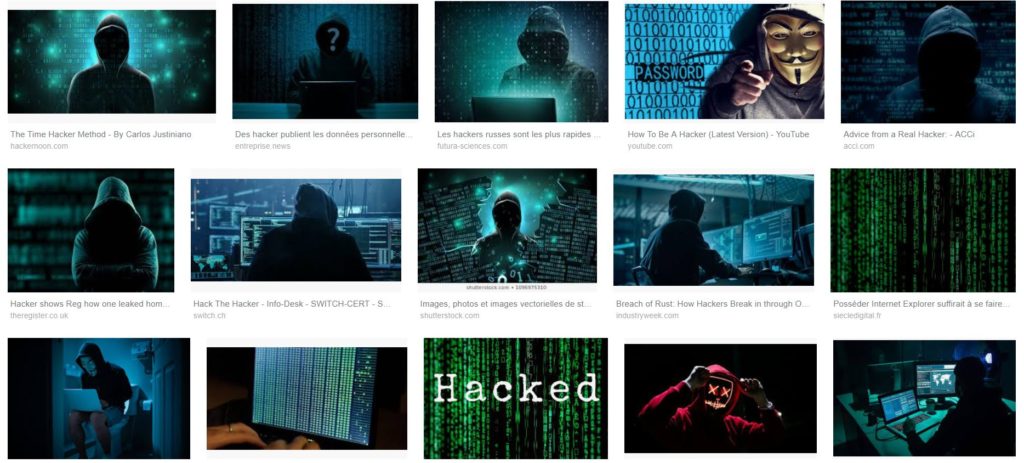 Google Images, lorsque l'on cherche "hacker" // Source : Capture d'écran Google