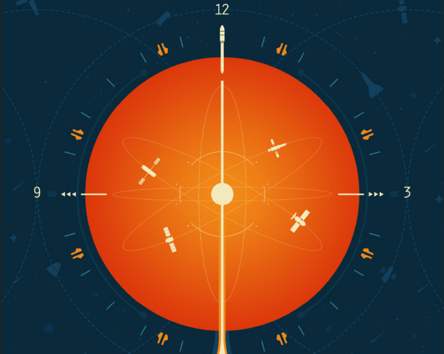 Poster de la Nasa représentant une horloge atomique. // Source : Nasa / JPL-Caltech