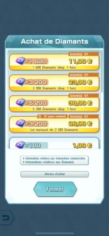 Les microtransactions dans Pokémon Masters // Source : Capture d'écran