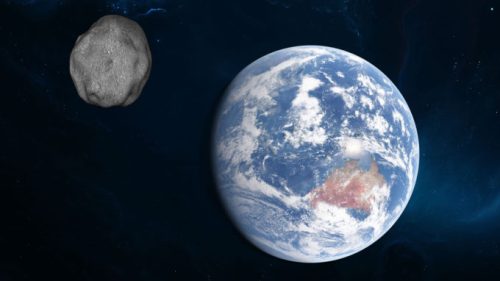 Un astéroïde et la Terre. // Source : Pixabay (photo recadrée)