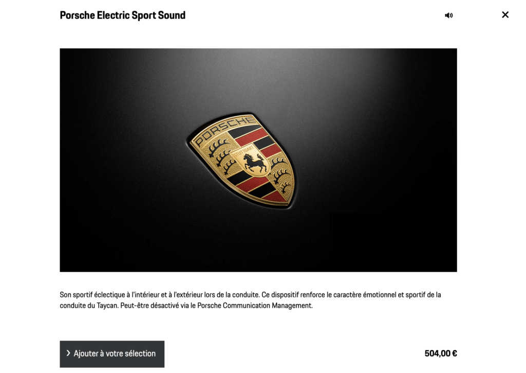 Option son payant de la Porsche Taycan // Source : Porsche