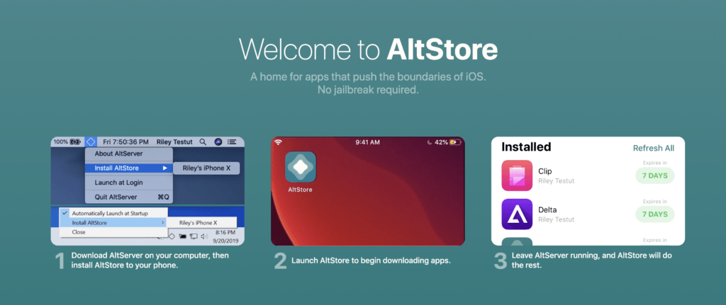 Capture d'écran de l'Alt Store // Source : Alt Store