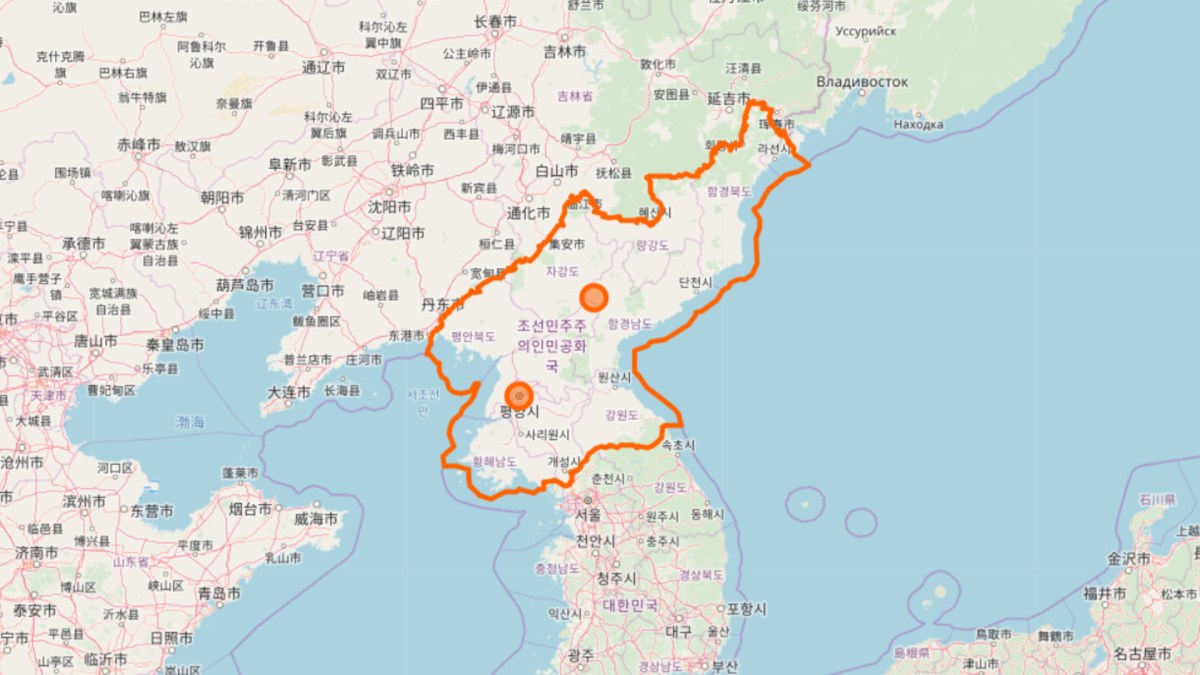 La Corée du nord sur OpenStreetMap // Source : Capture d'écran OpenStreetMap