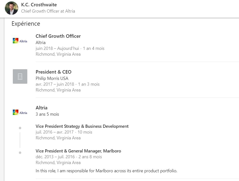 Extrait du compte LinkedIn du nouveau CEO. // Source : Capture d'écran LinkedIn