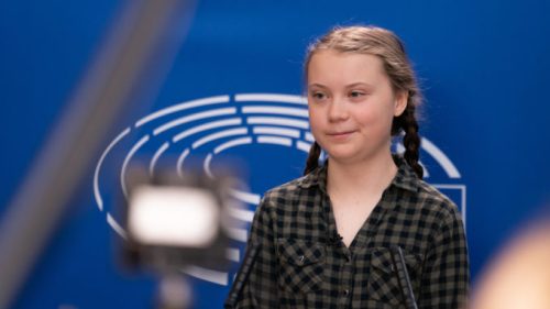 Greta Thunberg au Parlement européen. // Source : Wikimedia/CC/Parlement européen (photo recadrée)