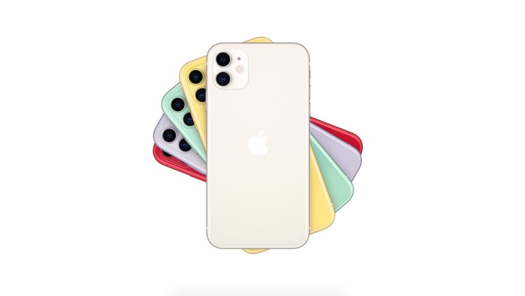 Cinq des six coloris iPhone 11 // Source : Apple