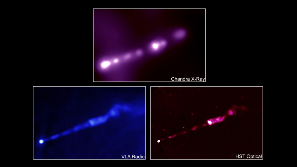 Des jets de M87. // Source : Wikimedia/CC/Nasa (photo recadrée)