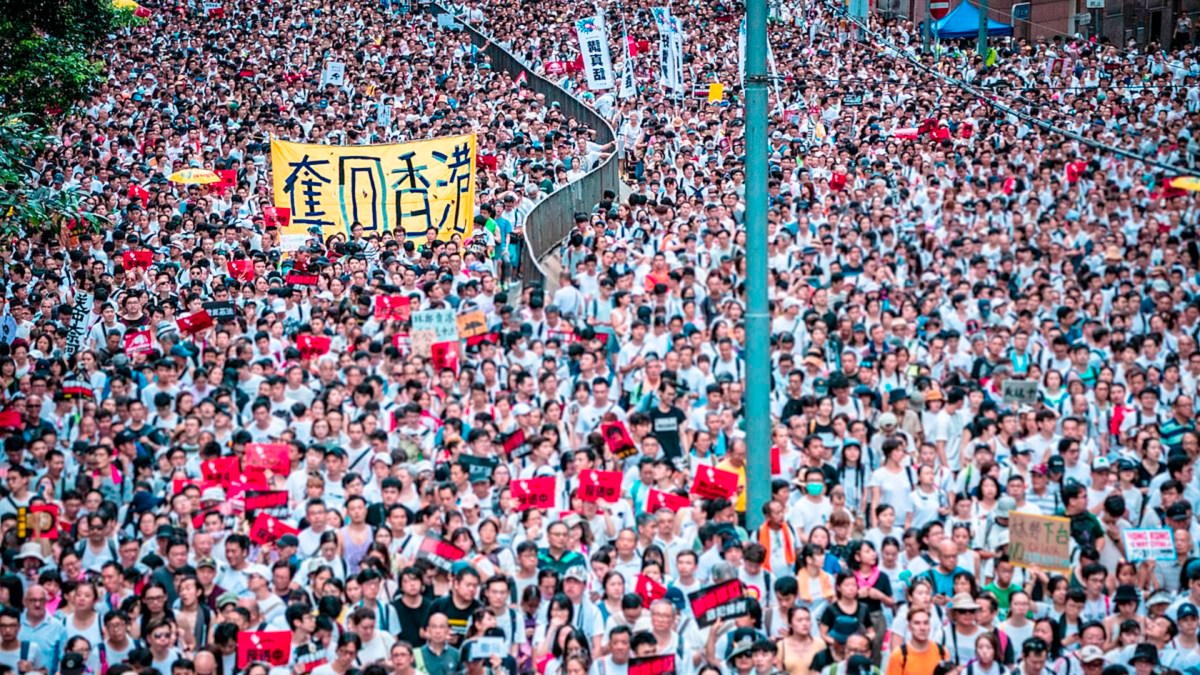 Une manifestation à Hong Kong. // Source : Wikipedia