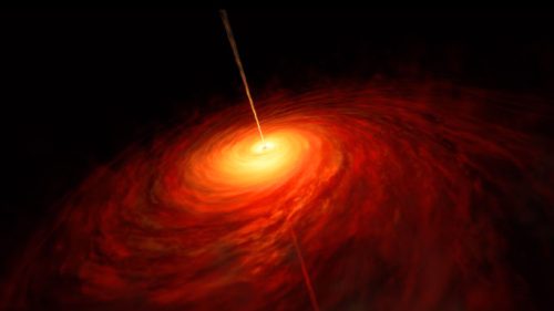 Le trou noir au cœur de la galaxie M87. // Source : Capture d'écran, ESO/M. Kornmesser (image recadrée)