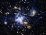 Un amas galactique au sein de l'univers jeune. // Source : ESO/M. Kornmesser (photo recadrée)