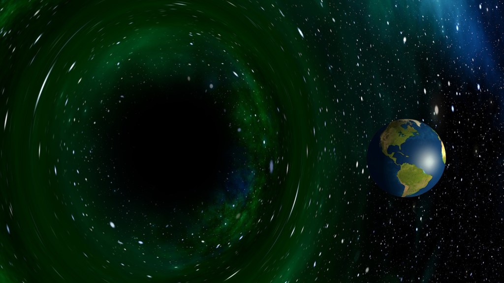 L'image improbable de la Terre prête à être avalée par un trou noir. // Source : Pixabay (photo recadrée)