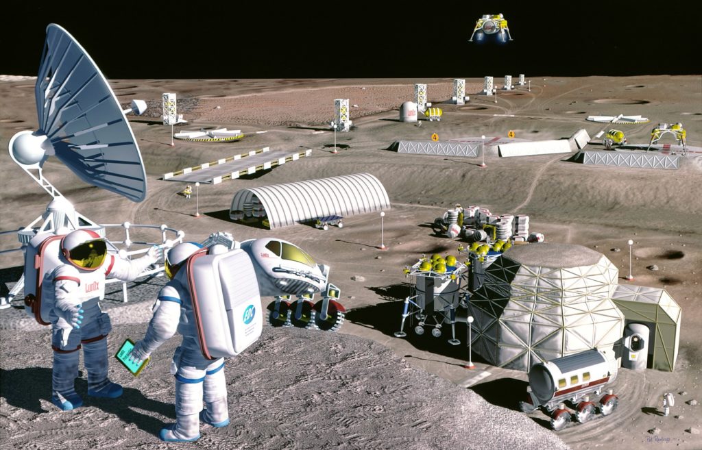 Le projet pour les années 2020 est d'installer une base lunaire. Cela pose la question de la préservation de l'environnement lunaire. // Source : NASA/SAIC/Pat Rawlings